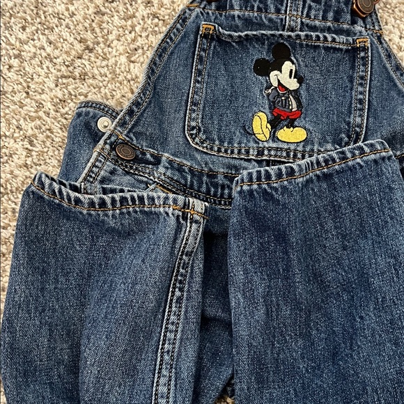 GAP Dark Blue Denim Overalls with Mickey Embroidery - Picture 3 of 4